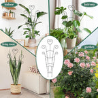 30 Inch Plant Trellis for Climbing Plants Indoor, Outdoor Metal Garden Trellis for Potted Plants, Houseplant Plant Support for Ivy Pothos Monstera Hoya Flower Vine Black Heart (Black-4pcs)
