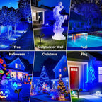 T-SUNUS Blue Solar Lights Outdoor Christmas, 2 Modes Garden Spotlights Waterproof IP65 Auto On/Off Security Landscape Pond Spot Light for Tree Flag Patio Garage Yard Driveway Pool Halloween 2 Pack