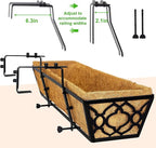 6pcs 24 Inch Window Deck with Coco Liner, 24" Window Boxes Horse Trough with Coconut Coir Liner, Metal Hanging Flower Planter Window Basket Deck Railing Planter Boxes for Outdoor Indoor Lawn