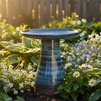 Sunnydaze Ceramic Bird Bath for Outside, Hand-Painted, 21” H, Galaxy Blue | UV & Frost-Resistant, 1 Gal Water Capacity, 2-Piece Assembly, Colorful Outdoor Accent, Outdoor Bird Bath, Ceramic Birdbath