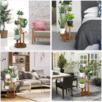 GEEBOBO 5 Tiered Tall Plant Stand for Indoor, Wood Plant Shelf Corner Display Rack, Multi-tier Planter Pot Holder Flower Stand for Living Room Balcony Garden Patio (Walnut)