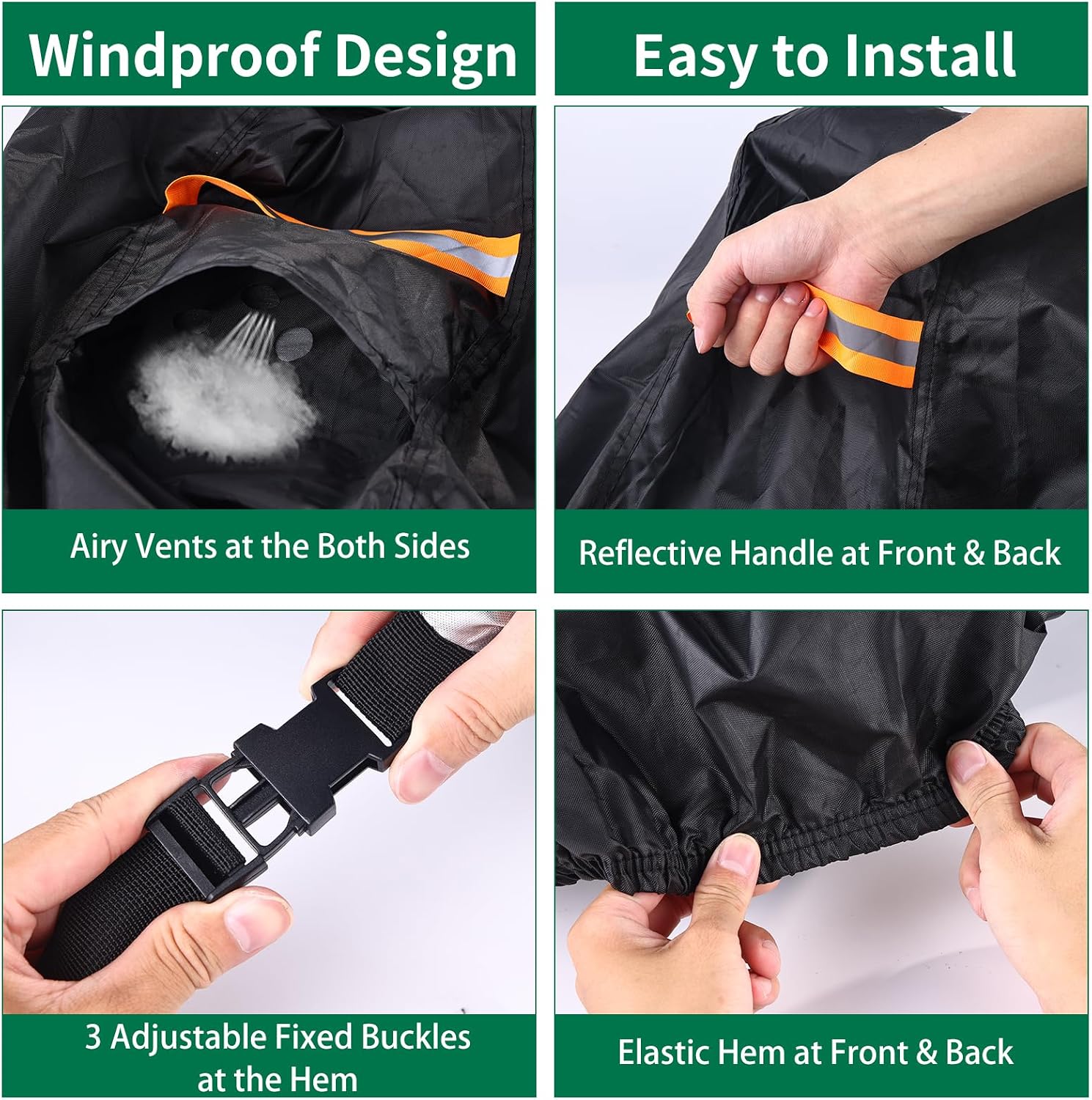 Hammock Covers Waterproof Outdoor 420D for 10-12 ft Stand | 420D Oxford, Fully Taped Seams, 3 Windproof Buckles, 2 Air Vents, Reflective Handle, 1 Elastic Cord, for Patio Garden