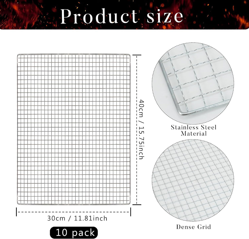 10 PCS Disposable Grill grates，Grill mesh 11.8×15.7 inch，Disposable Grill Topper for Outdoor BBQ Parties，Grill net can Withstand high temperatures