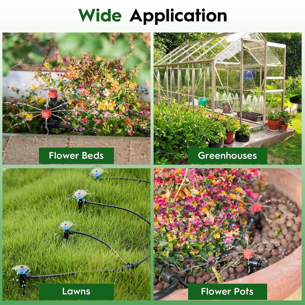 200FT Quick-Connect Drip Irrigation System | Automatic Irrigation Kit with 40FT 2/5" & 160FT 1/4" Tubing and Adjustable Drip Emitters, Garden Watering System for Lawn