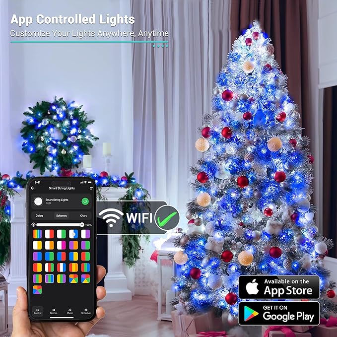 Brizled Smart Color Changing Christmas Lights, 66ft 200LED WiFi String Lights App Control, Dimmable Christmas Lights, RGB Xmas Tree Lights Work with Alexa & Google Home for Outdoor Indoor Party Decor