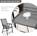 S AFSTAR Patio Chairs Set of 2, Outdoor Foldable Sling Chairs with Armrests, Folding Outdoor Chairs for Lawn Garden Backyard Poolside Porch (Gray)