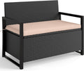 tangkula 40 gallon rattan outdoor bench with storage, main product view