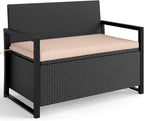 tangkula 40 gallon rattan outdoor bench with storage, main product view