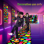 HunnmingRe 2 Pcs Glow in the Dark Party Backdrop Dance Floor Rug, Dot | Neon Backdrop 3.9x5.9ft, 39x118in Light up Floor Mat, Photo Booth Background for Bar Disco Birthday 70s 80s Glow Party