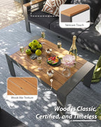 Aoxun Aluminum Outdoor Patio Furniture Set, 7 Seats Outdoor Sectional with Coffee Table, Patio Conversation Sets with Upgraded Armrests and Cushions for Backyard, Garden and Poolside（Dark Grey）
