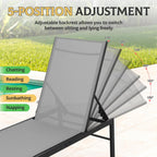 Chaise Lounge Chair Outdoor, Patio Lounge Chair with Adjustable 5-Position, Pool Lounge Recliner Chairs for Outside, Beach, Yard,Gray