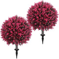 set of 2 artificial red eucalyptus topiary ball, main product view