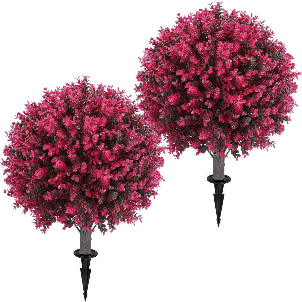 set of 2 artificial red eucalyptus topiary ball, main product view