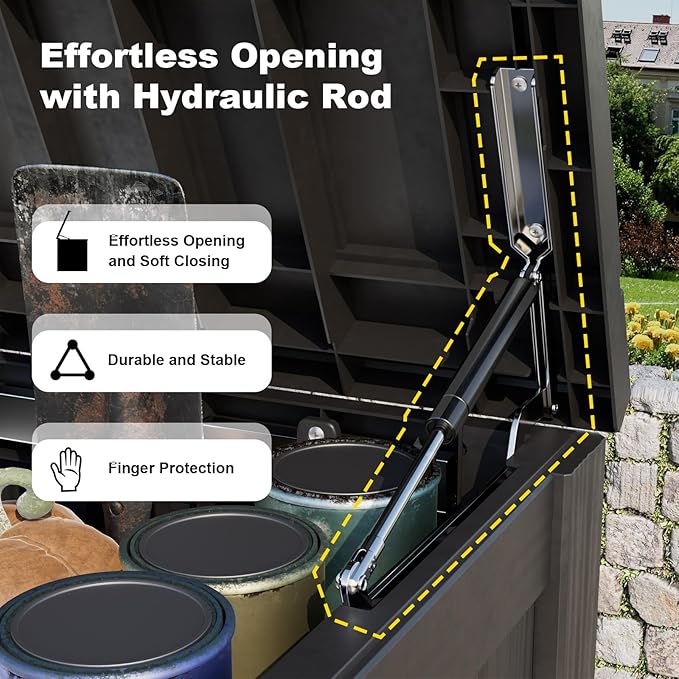 DRATO 180 Gallon Outdoor Storage Box, Large Waterproof Deck Box, Lockable Resin Storage Container with Reinforced Support for Patio Cushions, Garden Tools, UV-Resistant Outdoor Chest（Black，180 Gallon）