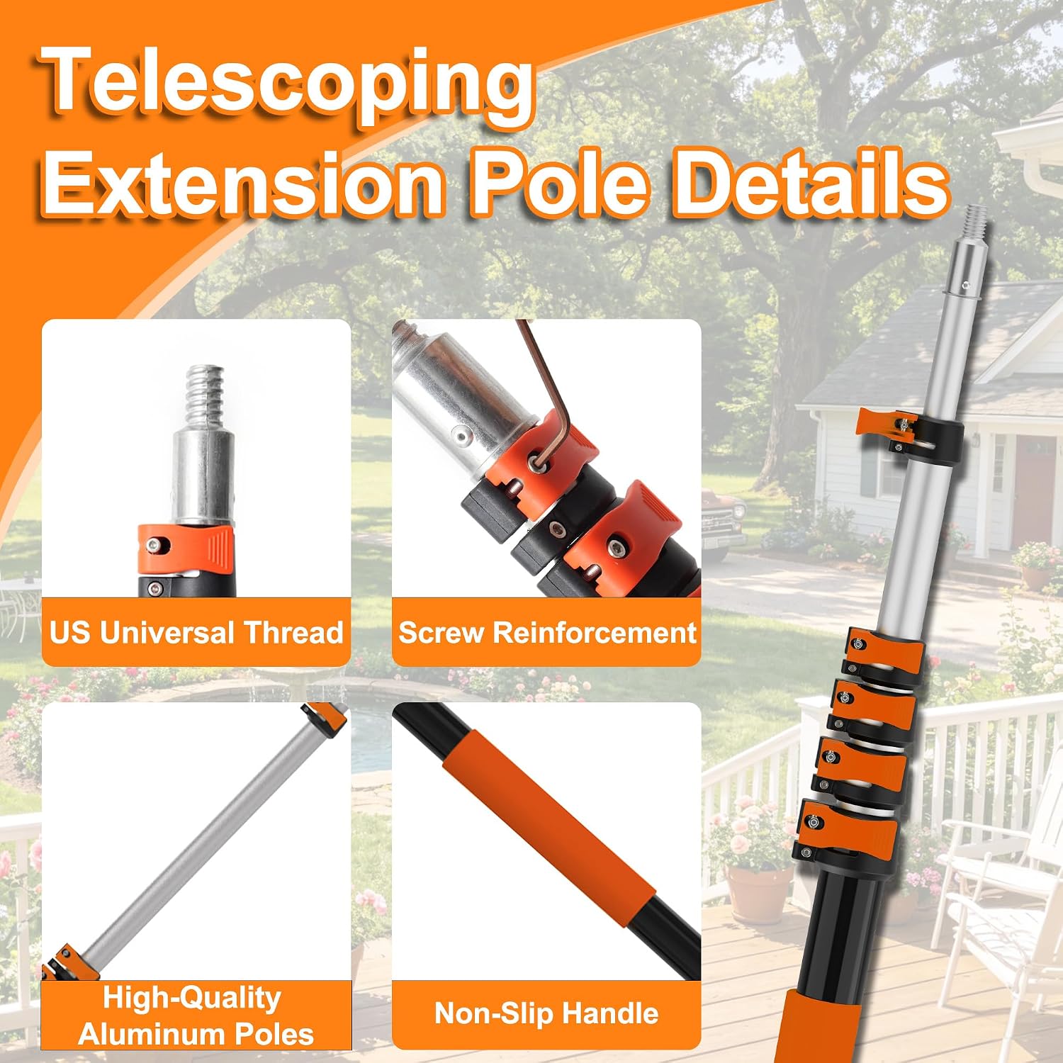 AgiiMan 30FT Reach Pole Saws for Tree Trimming, Pole Saws with 5-24FT Telescoping Extension Pole Pruning Pole Saw with 24" Blade Manual Pole Saw for Tree Pruning Forestry Yard Garden, and Patio