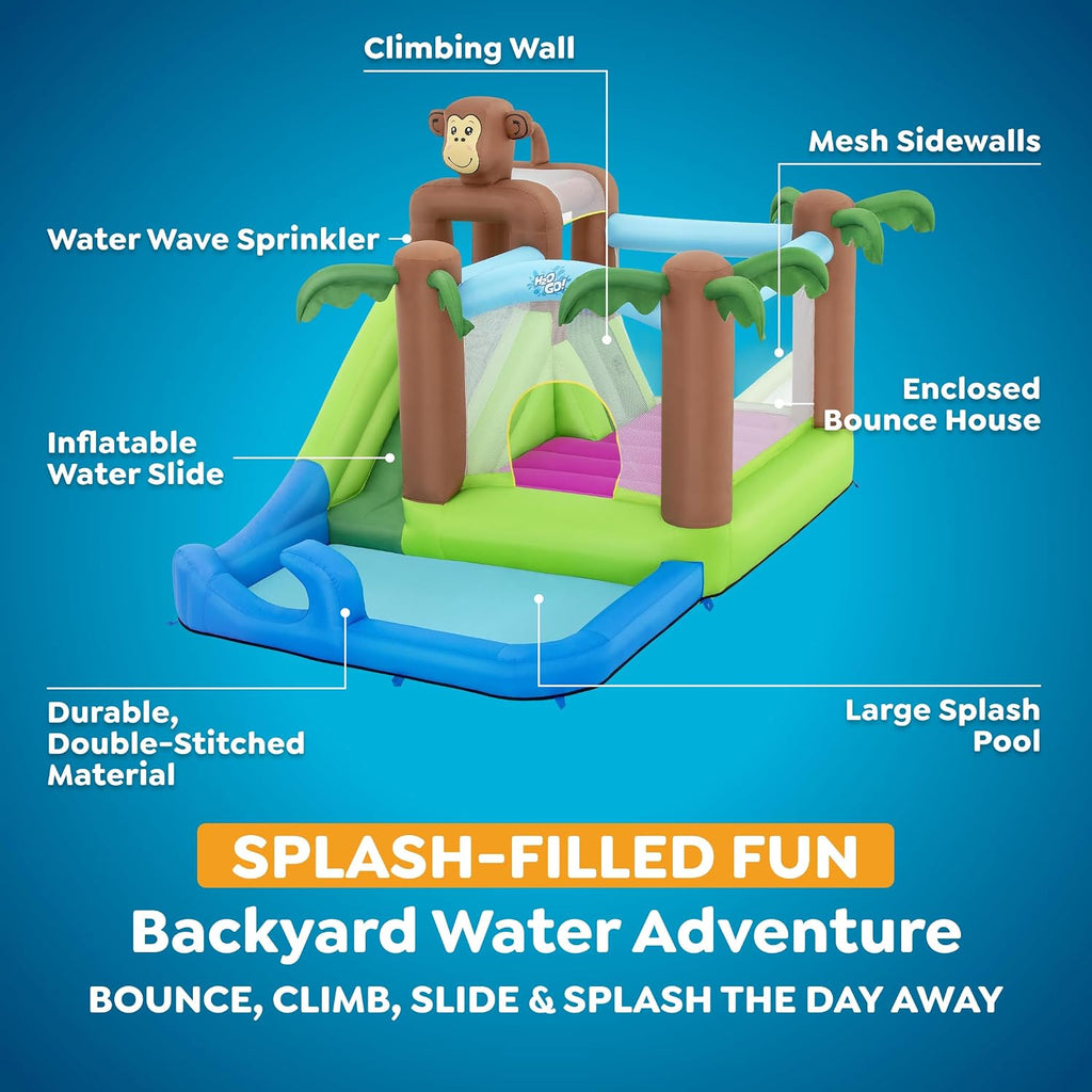 H2OGO! Island Adventure Kids Inflatable Water Park with Heavy-Duty Blower | Inflatable Water Slide, Bounce House for Kids Ages 3+, 2-Minute Inflation, Climbing Wall, Durable Material, Splash Pool