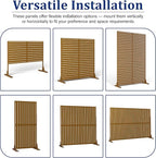 FENCY Outdoor Privacy Screen, 72" H×47" W Metal Privacy Screen, Outdoor Freestanding Privacy Screen & Panels for Deck Patio Balcony(Brown-Louvered)