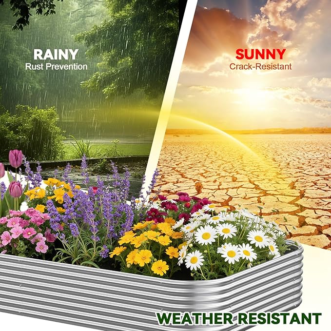 3 Pack 6x3FT Corrugated Galvanized Steel Raised Garden Bed Outdoor, Metal Above Ground Garden Bed for Vegetables and Flowers, Raised Beds for Gardening