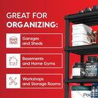IRIS USA 5-Shelf Heavy Duty Plastic Storage Shelves, 750lb Capacity, 73" H x 36" W x 18" D, Large Modular Shelving Unit Storage Organizer for Garage, Home, Warehouse & Gym, Storage Rack - Black