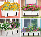 Y&M 6 Pack Adjustable Planter Box Brackets (6 to 12.5 in), Universal Window Box Brackets, Heavy Duty Iron Flower Box Wall Mounting Hooks for Balcony, Fences, Patio, and Garden - Black