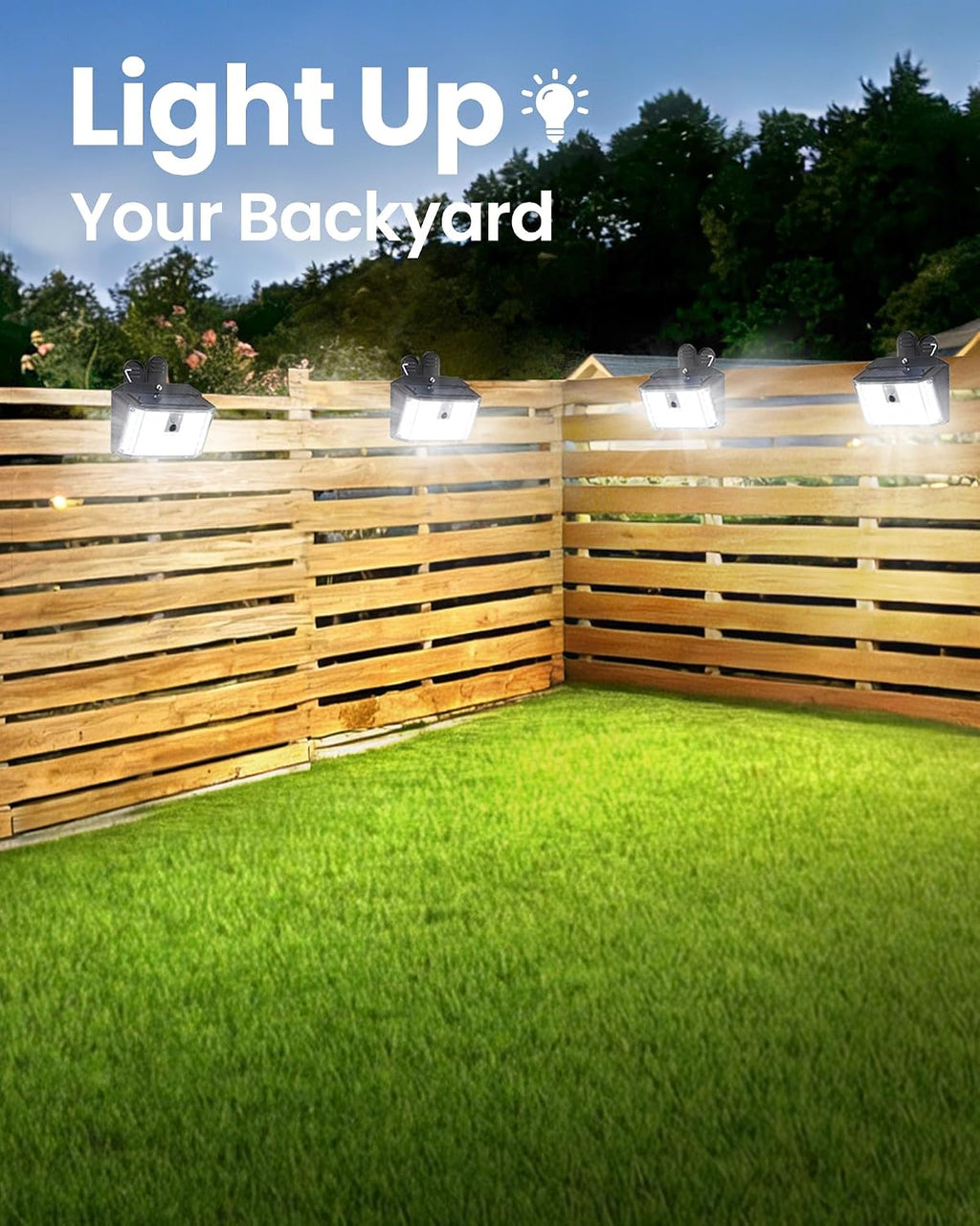 LUHLEE 176LED Clip on Solar Lights Outdoor, 600LM Solar Motion Lights Outdoor with 180° Wide Angle, IP65 Waterproof Portable Solar Fence Lights Outdoor for Fence, Gutter, Garden, Camping, Patio 2Pack
