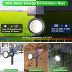 Solar Spot Lights Outdoor Waterproof 180° Adjustable Solar Powered Landscape Lights for Yard 4 Lighting Modes Solar Spotlights for Pathway Garden Outside Wall Pool Porch (2 Pack, Cool White)