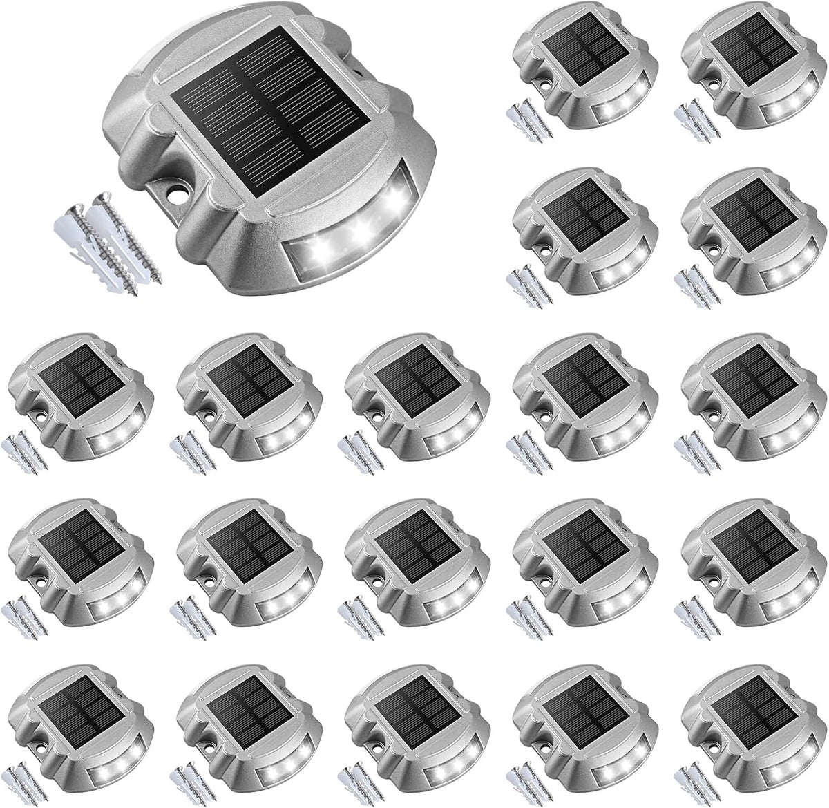 volisun solar deck driveway dock lights,solar pathway lights,white, main product view