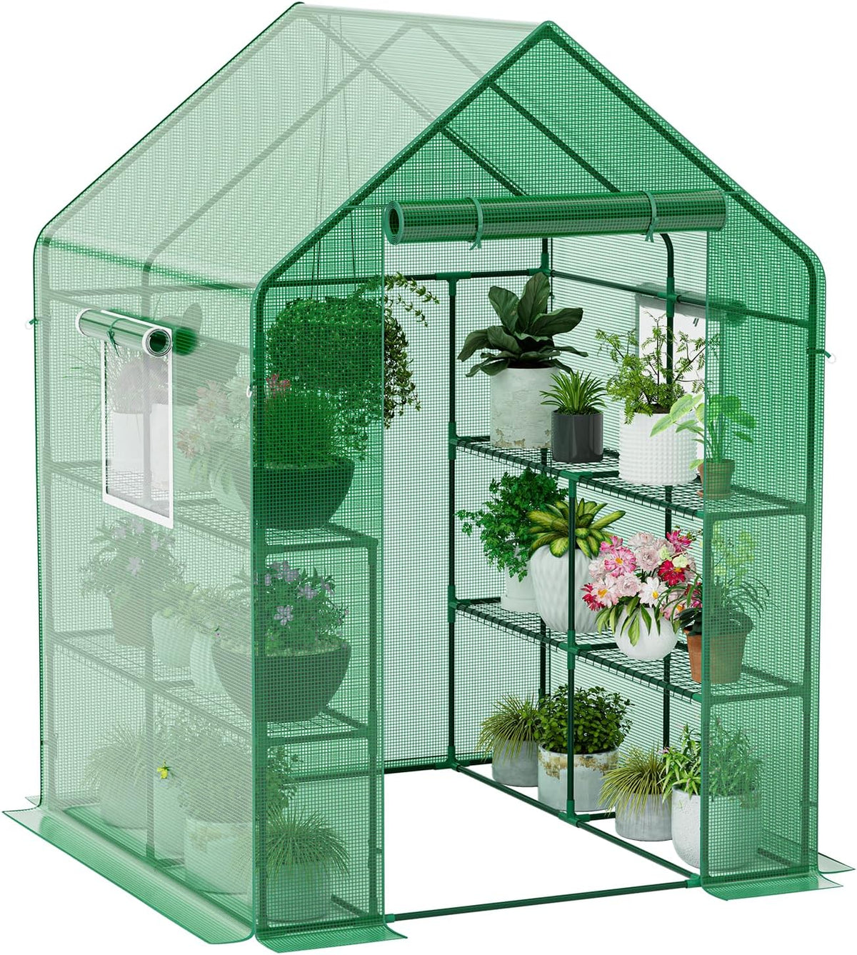 56×56×78inch walk-in greenhouse for outdoors garden winter, green, main product view