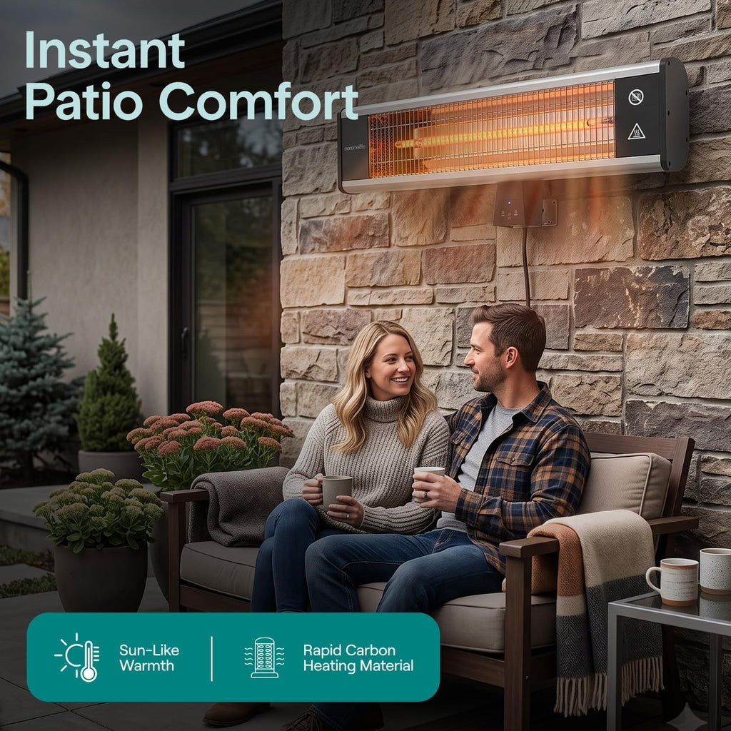 serenelife infrared patio heater, wall-mounted electric heater with, close-up detail