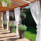 SpaceDresser Waterproof Outdoor Sheer Curtains for Patio - 4 Panels Rod Pocket Indoor Voile Sheer Curtain for Living Room,52W x 96L inch, White