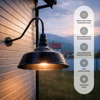 23" Gooseneck Large Barn Light 20" Dome | Outdoor Barn | Cream/Brass