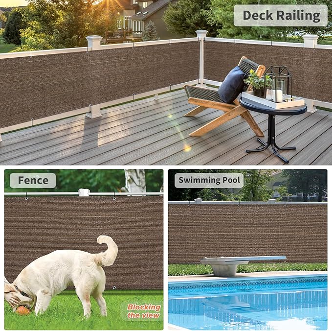 LOVE STORY Balcony Privacy Screen, 3'x4' Deck Shield Screen Fence Cover,UV Protection and Weather-Resistant,3 FT Height for Deck, Patio, Backyard, Outdoor Pool, Porch, Railing, Brown
