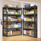 5 Tier Garage Shelving 2020LBS Storage Shelves,Adjustable Heavy Duty Metal Shelving Unit Utility Rack for Garage,Kitchen Pantry Shelf for Warehouse,Closet,Commercial,28" W x 12" D x 59.8" H,Black