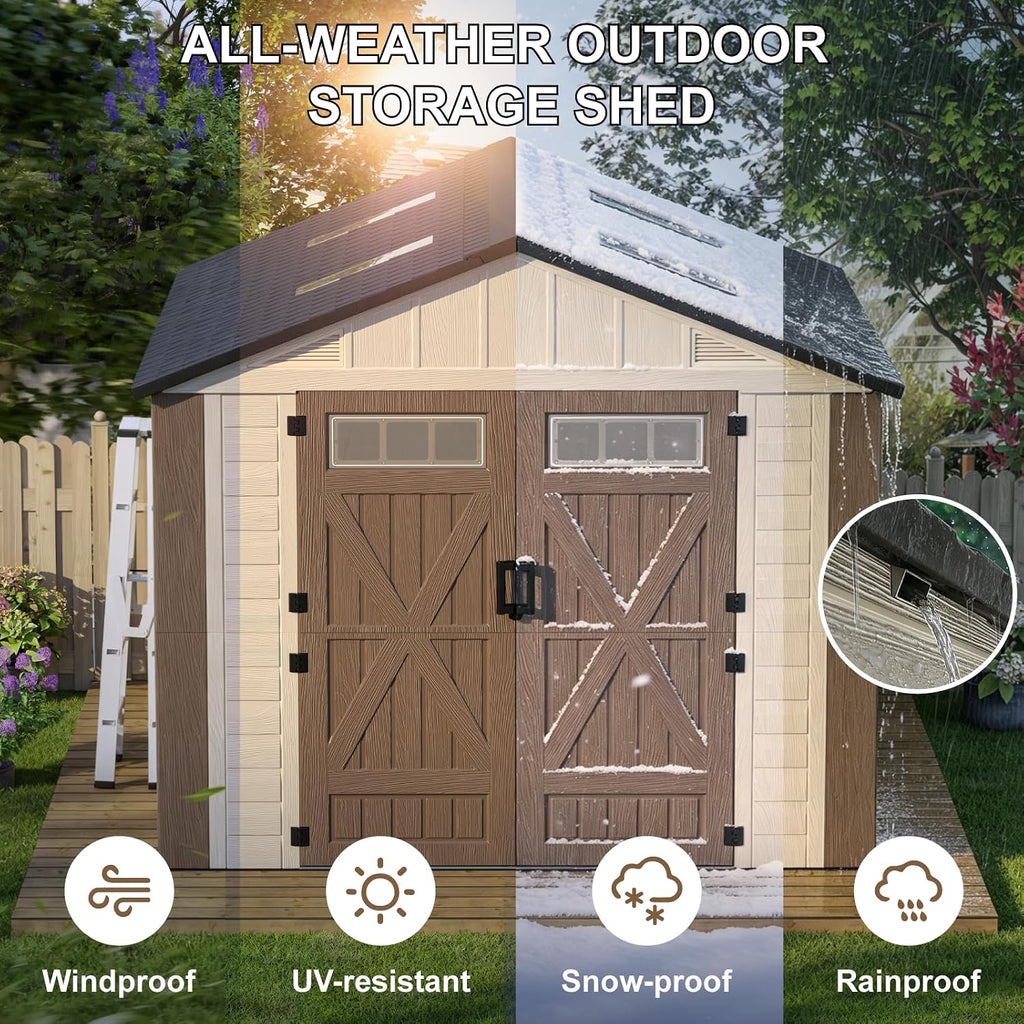 8x10 ft outdoor storage shed with floor, large, package contents