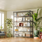 IZEUK 6-Tier Heavy Duty Metal Wire Shelving Unit, Adjustable Storage Rack Organizer for Garage, Kitchen, Office, Basement, Warehouse (Black, 17.7" D x 47.2" W x 82.7" H)