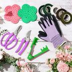 WILLBOND 121 Pcs Floral Arrangement Tool Kit, Rose Thorn Remover Pruner Trimmer Gloves 22/26 Gauge Paddle Tie Stem Pearl Corsage Pin Pruning Shears, Florist Tool Gift for Women