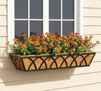 Y&M Planter, 24in Metal Box with Coco Liner, Indoor Outdoor Window/Railing Planter, 2pcs, Black