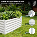 A ANLEOLIFE Set of 12, 18 Inch Tall Raised Garden Beds Kit, Rectangular & L-Shaped Combo Metal Planters – Ideal for Backyard DIY Creative Layouts, Antique White