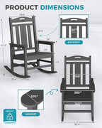 Ciokea Oversized Outdoor Rocking Chairs Set of 4, 380lbs Heavy-Duty Large Patio Rocker, High Back Cozy Porch Chairs, Weather Resistant Patio Rocking Chairs for Outside, Fire Pit, Deck, Dark Grey