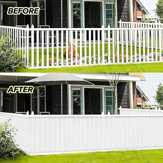 LOVE STORY Balcony Privacy Screen, 2.5'x6' Deck Shield Screen Fence Cover,UV Protection and Weather-Resistant,3 FT Height for Deck, Patio, Backyard, Outdoor Pool, Porch, Railing, White