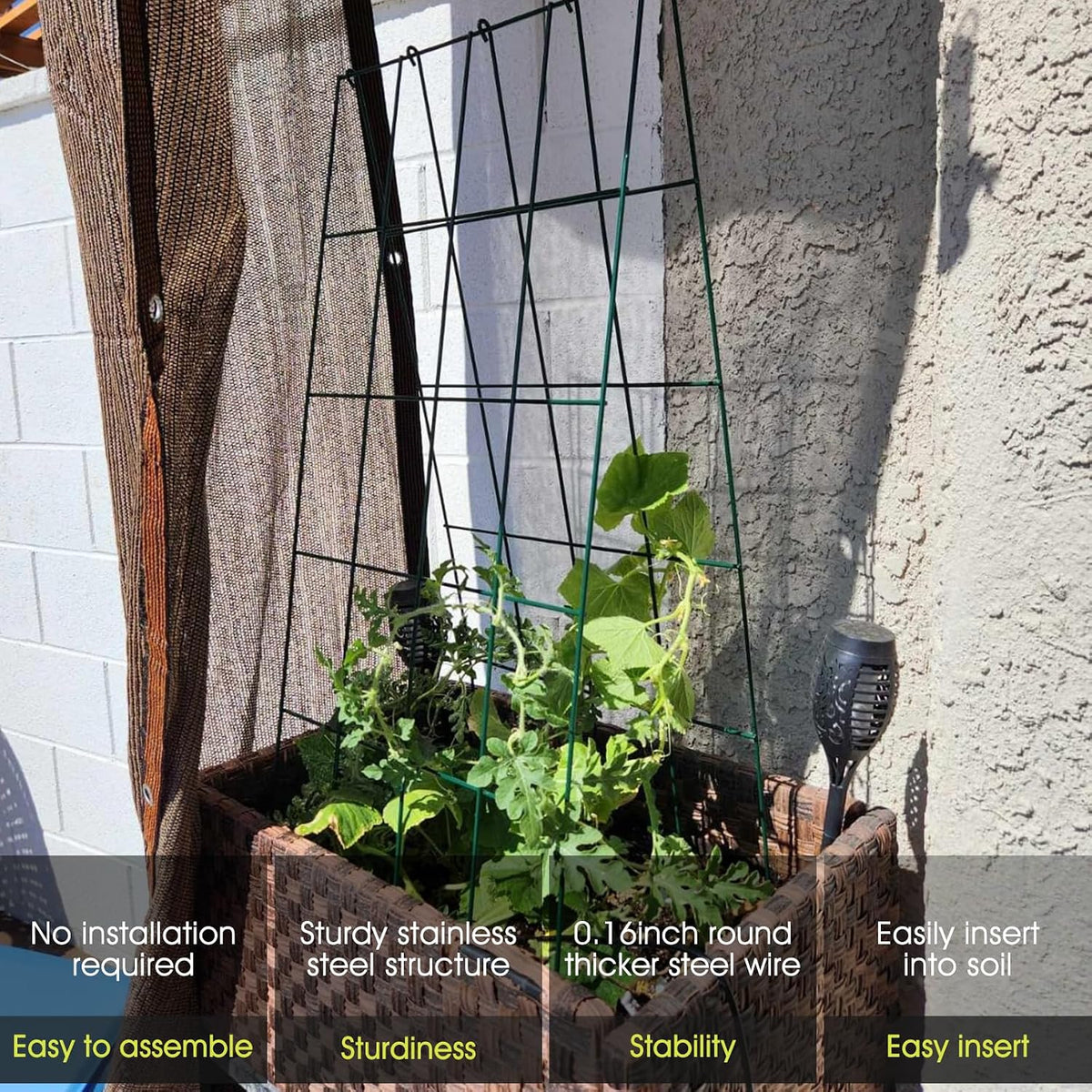 rifny cucumber trellis for raised bed, garden trellis shown in use