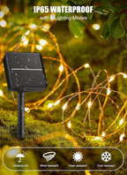 Minetom Solar String Lights for Outside, 6 Packs Total 198Ft 600 LED Outdoor Solar Fairy Lights, 8 Modes Balcony Lights for Tree Patio Christmas Party Wedding Decor (Warm White)