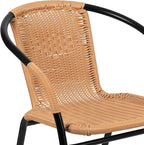 Flash Furniture Lila 2 Pack Beige Rattan Indoor-Outdoor Restaurant Stack Chair