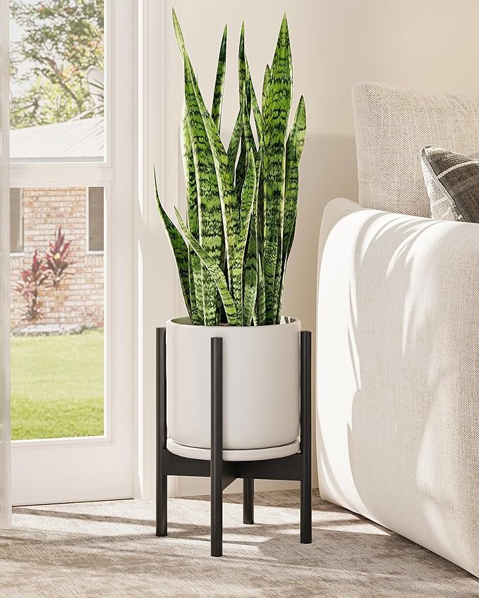 Adjustable Plant Stand Indoor, Bamboo Plant Stand Fits 8 9 10 11 12 Inches, Small Corner Planter Holder for Indoor Plants, Single Floor Plant Stands for Living Room Balcony, Inky