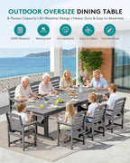 SERWALL Outdoor Dining Chairs Set of 4, All-Weather HDPE Patio Chair with 19.7" Widened Seat, for Backyard, Garden, Gray