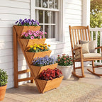 Giantex 5-Tier Wooden Vertical Raised Garden Bed Set of 2, Freestanding Plant Stand with Legs for Herbs Vegetables Fruits, Indoor Outdoor Tiered Wood Planter Box Flower Rack for Patio, Balcony & Yard
