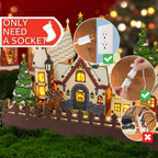 Christmas Village Lights with 4 LED Bulb C7 Accessory White Cord Clip Light | E12 Base Warm White Bulbs for Christmas Village Houses, Halloween Holiday Decoration with On/Off Switch Plugs Spare Fuse