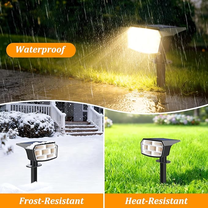 Sucolite 6-Pack Solar Spot Lights Outdoor Waterproof IP65, 3 Lighting Modes 2-in-1 Solar Landscape Spotlights for Yard, 59 LED Solar Powered Wall Lights for Garden Pathway Driveway Walkway, Warm White