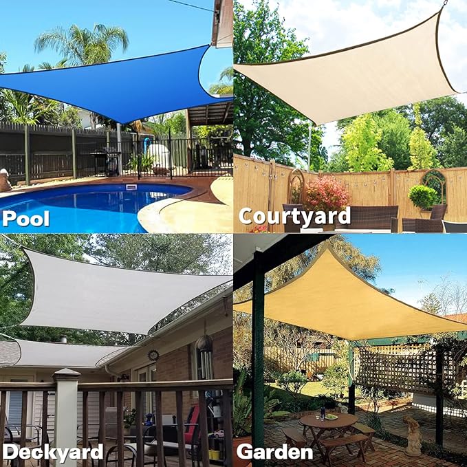 KANAGAWA Sun Shade Sail 12'x12' Scarlet Square UV Block Canopy Awning Shelter Fabric Cloth Screen for Outdoor Patio Garden Backyard