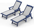 LUE BONA Chaise Lounge Chair Outdoor Set of 4, HDPS and HDPE Wicker Material, Patio Lounge Chair with Adjustable Backrest, Resin Pool Lounge Chairs with Wheels for Backyard, Poolside and Deck